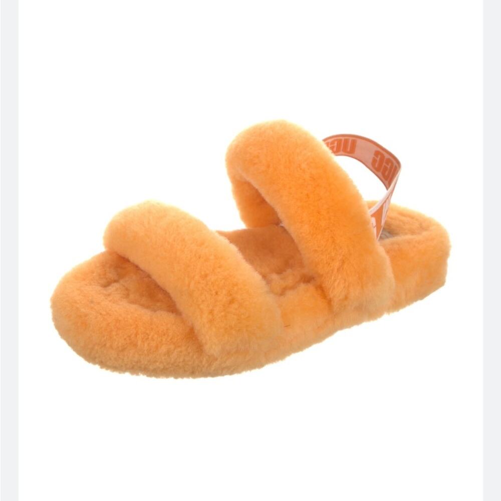 Ugg Oh Yeah Orange Double Strap Fuzzy Slippers Size 13 Youth
